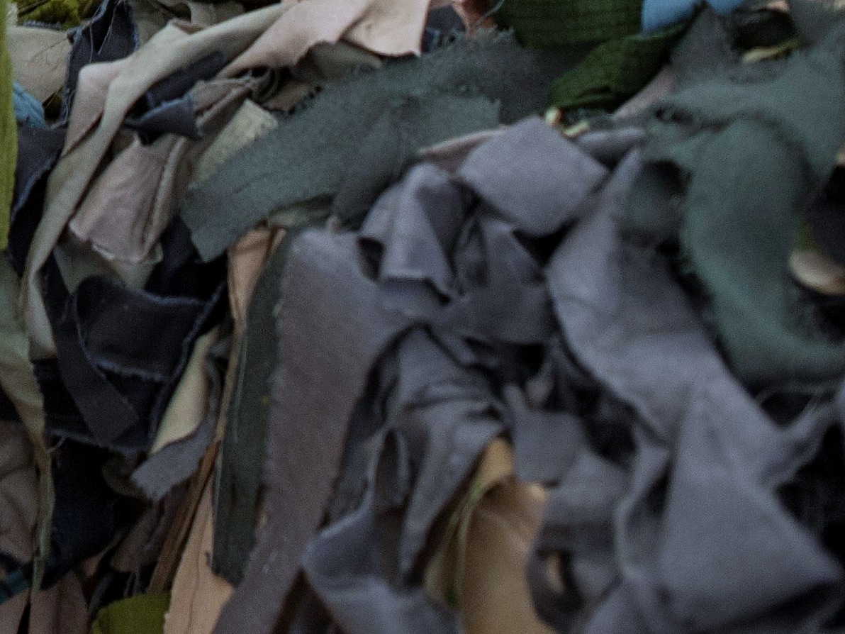 Fabric offcuts collected for fiber recovery — representative image